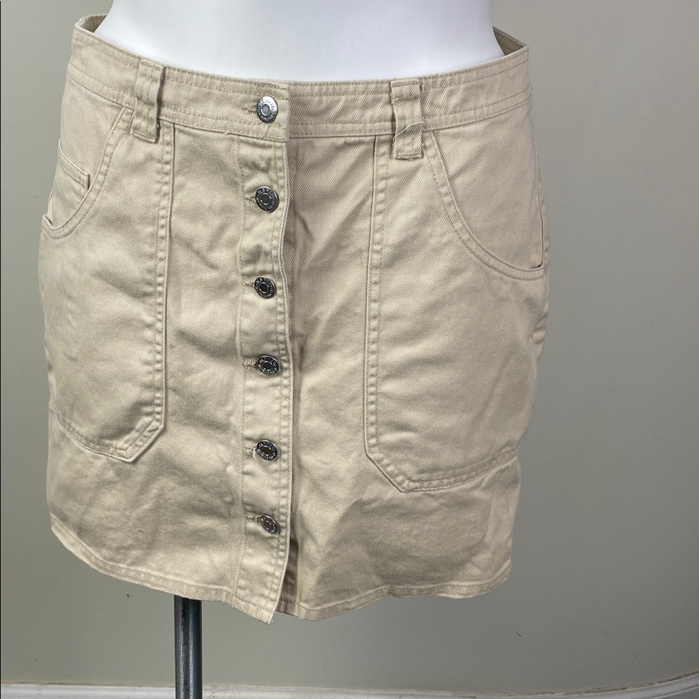 Old Navy Utility Mini Button Front Skirt Oak Branch